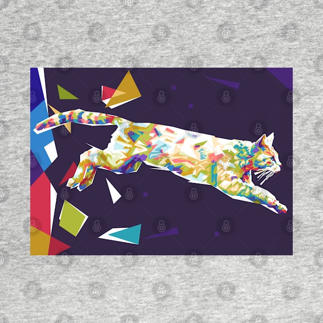Cat Jumping Colorful Background by Paradox Studio